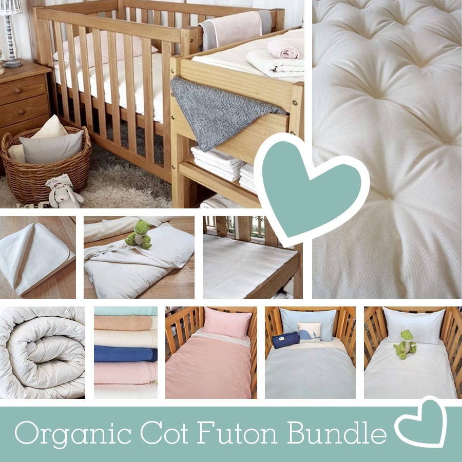 Organic Nursery Cot and Futon Mattress Bundle
