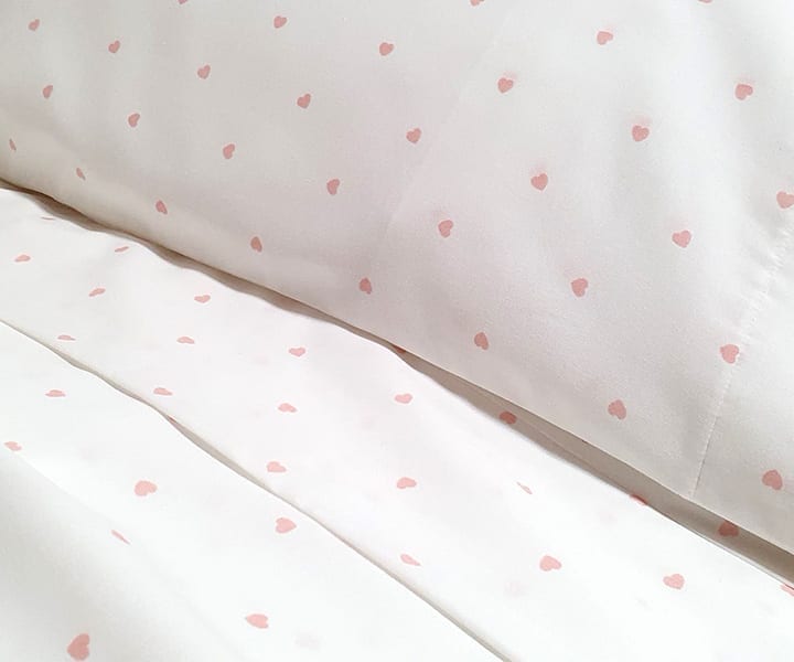 WHITE with Pink Sweethearts Organic Cotton Poplin Bedding - Nursery