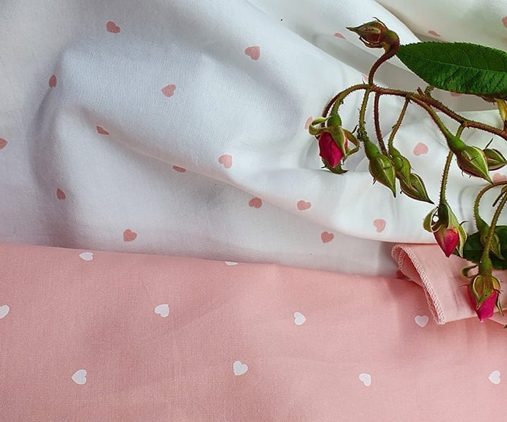 WHITE with Pink Sweethearts Organic Cotton Poplin Bedding - Nursery
