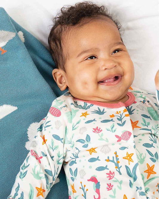 Frugi Lovely Babygrow - Rockpool Mermaids - 100% organic cotton