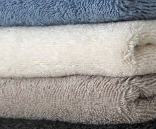 Organic Cotton Bathroom Range - Natural, Grey Beige, Blue and Grey