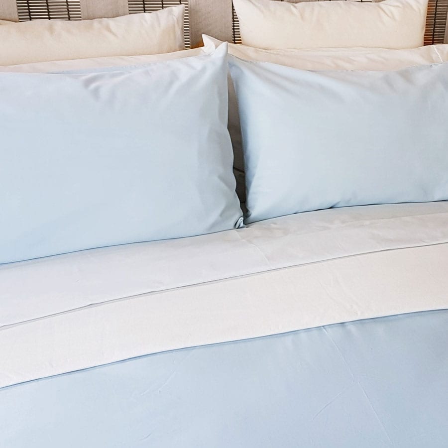 LIGHT BLUE Organic Cotton Poplin Bedding - Sheets, Quilt Covers, Pillowcases