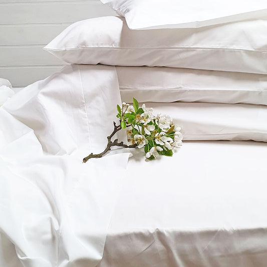 BRIGHT WHITE Organic Cotton Poplin Bedding - Sheets, Quilt Covers, Pillowcases