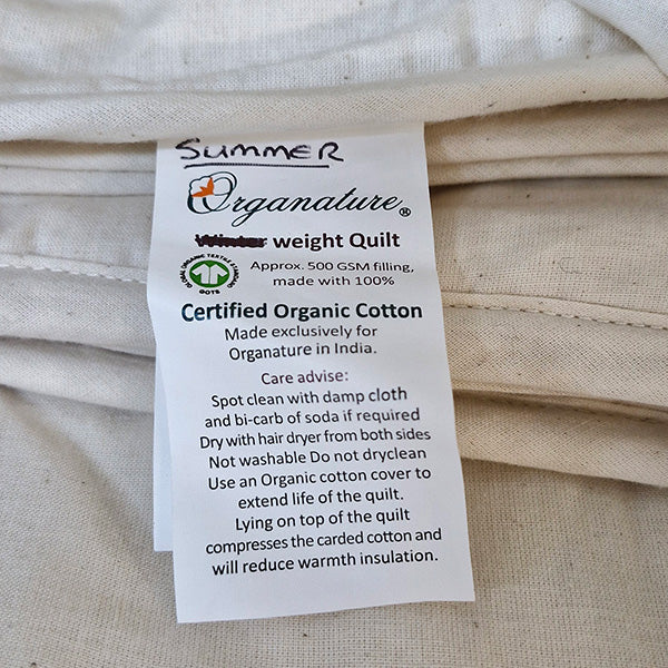 Quilt - Summer Weight - Organic Cotton CLEARANCE