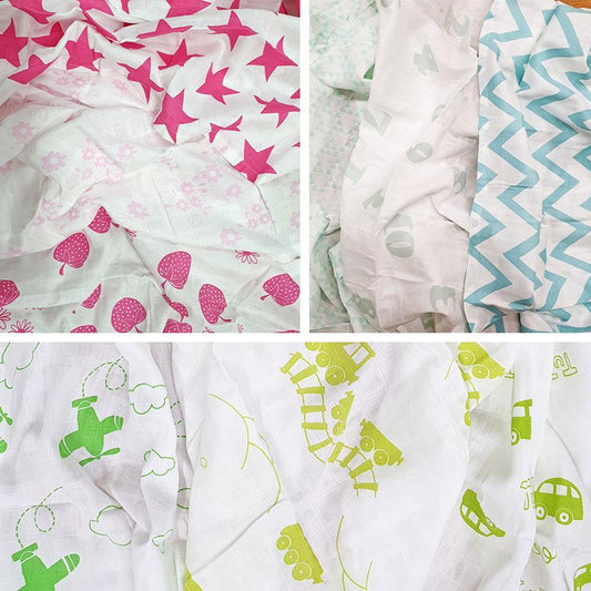 Baby Wraps - Organic Muslin - various prints - (3 Pack)