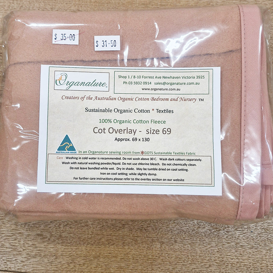 Mattress Overlay - Organic Cotton Fleece - Nursery CLEARANCE