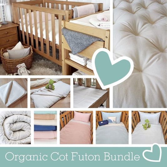 Organic Nursery Cot and Futon Mattress Bundle