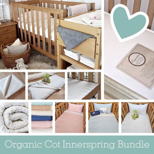 Organic Nursery Cot and Innerspring Mattress Bundle