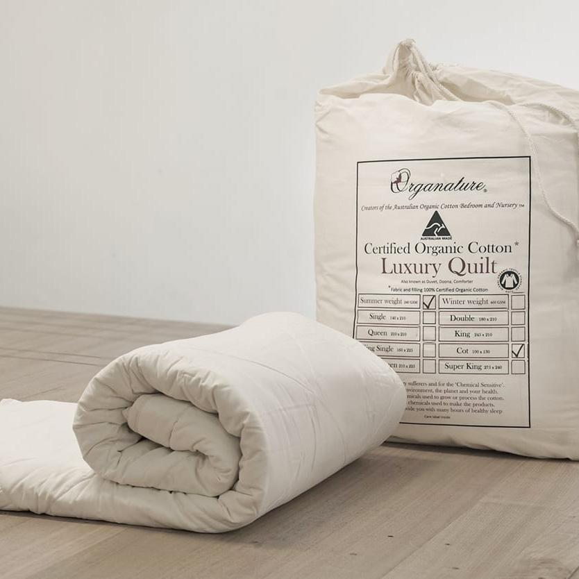 Cot Quilt -  Organic Cotton Fabric and Filling