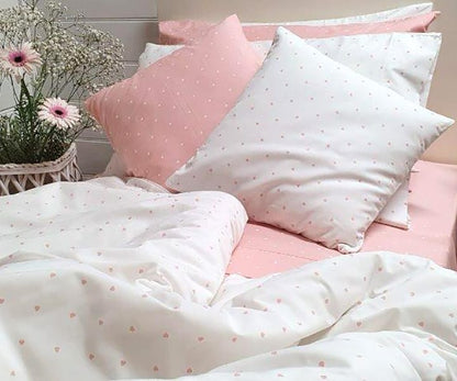 PINK with White Sweethearts Organic Cotton Poplin Bedding - Nursery