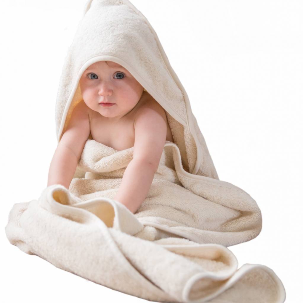 Boweevil Baby Towel with Hood NATURAL - GOTS Certified