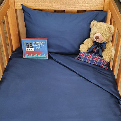 SLATE BLUE Organic Cotton Poplin Bedding - Nursery CLEARANCE