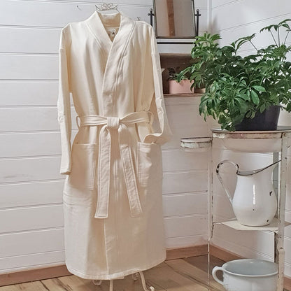 Organic Cotton Fleece Dressing Gown - Australian Made Organature Organic Cotton Fleece Dressing Gown - Australian Made Organature