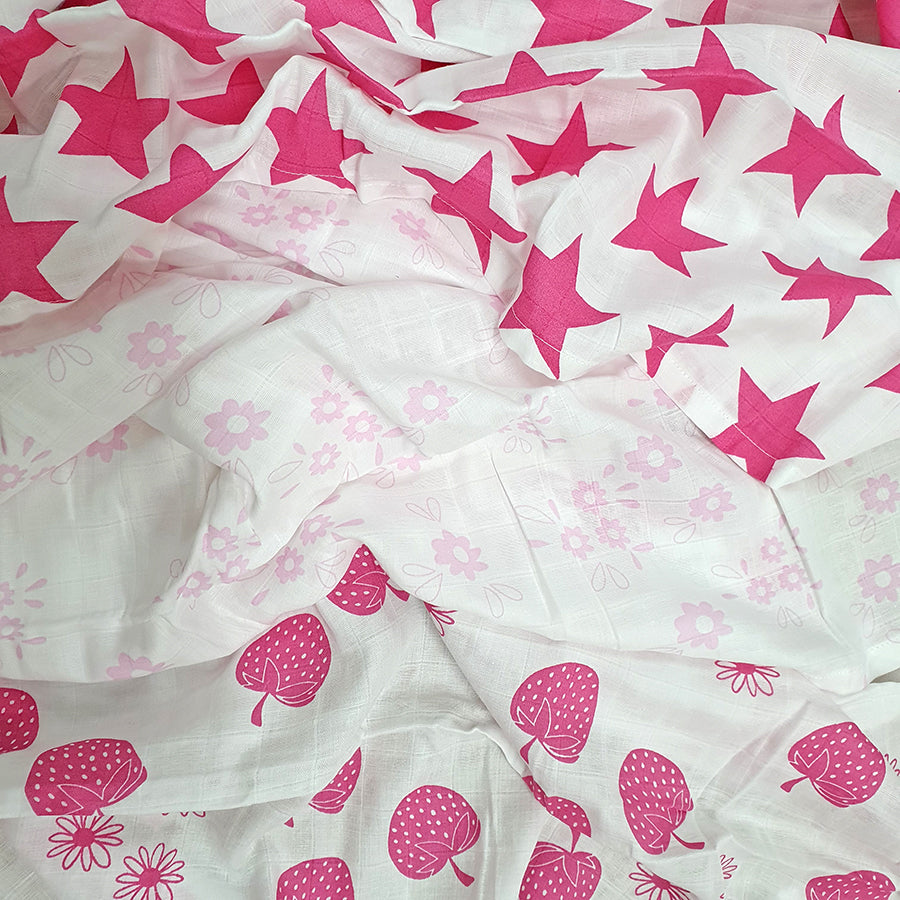 Baby Wraps - Organic Muslin - various prints - (3 Pack)
