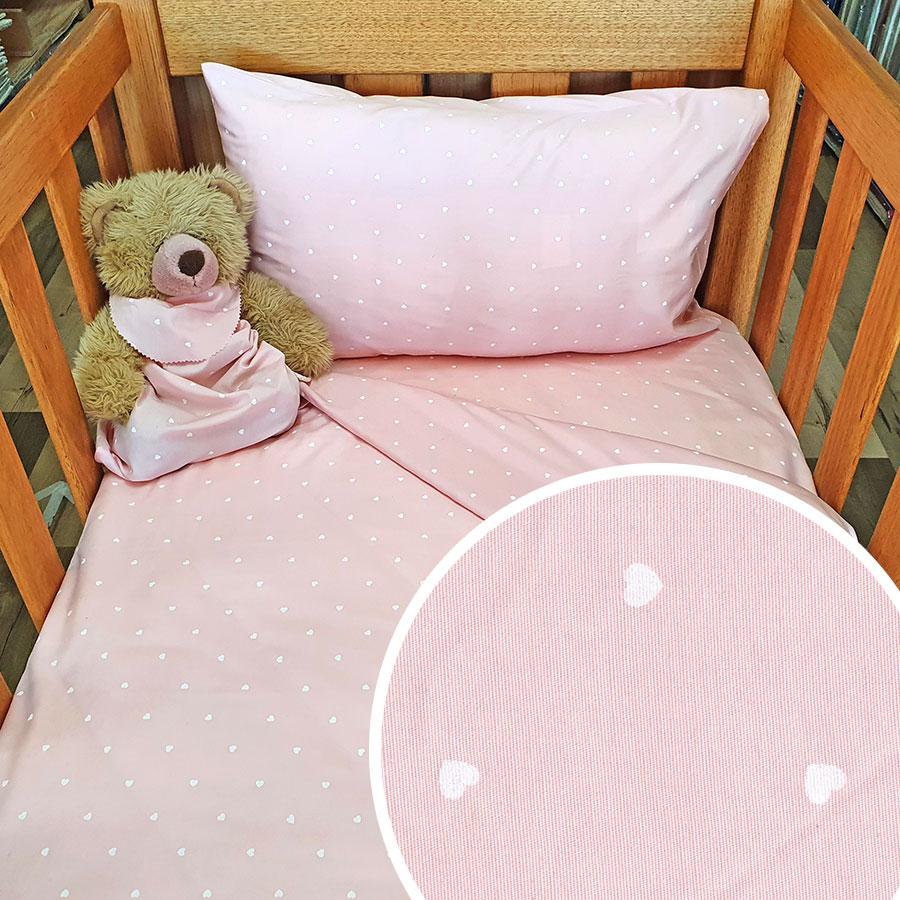 PINK with White Sweethearts Organic Cotton Poplin Bedding - Nursery