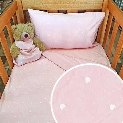 PINK with White Sweethearts Organic Cotton Poplin Bedding - Nursery
