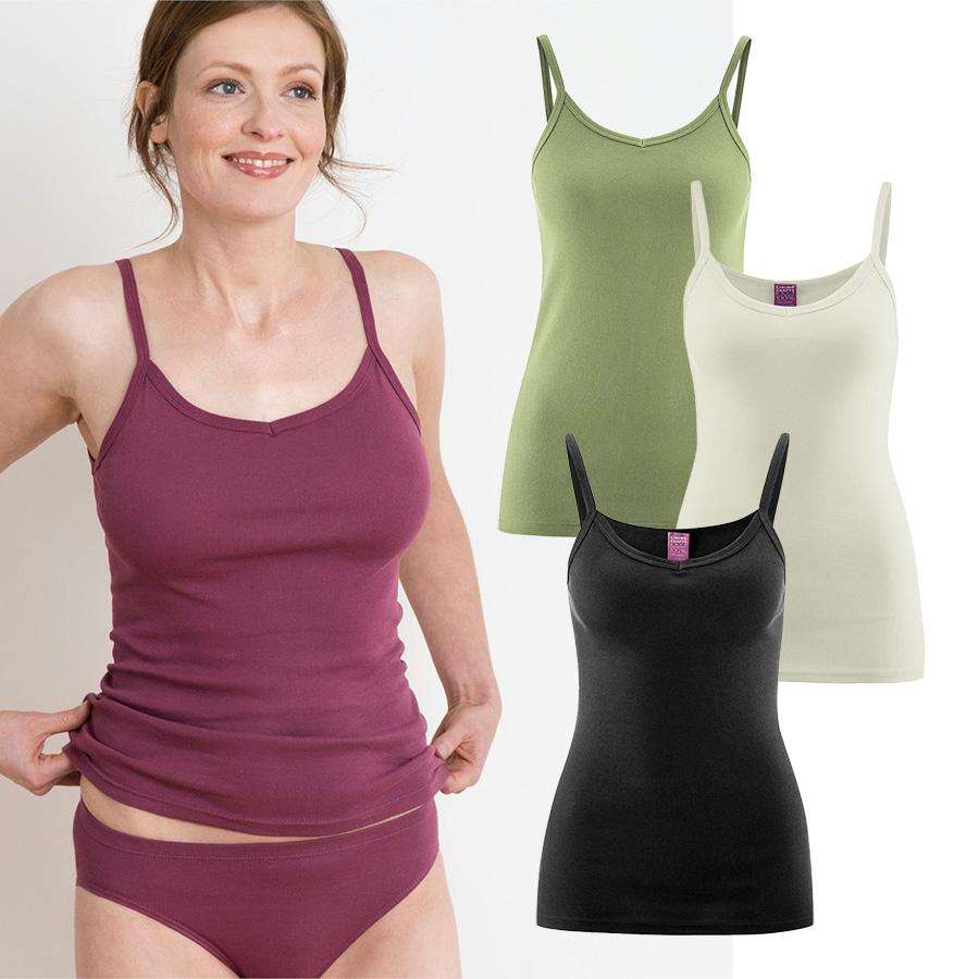Julia Womens Spaghetti Strap Singlet Top - Organic Cotton