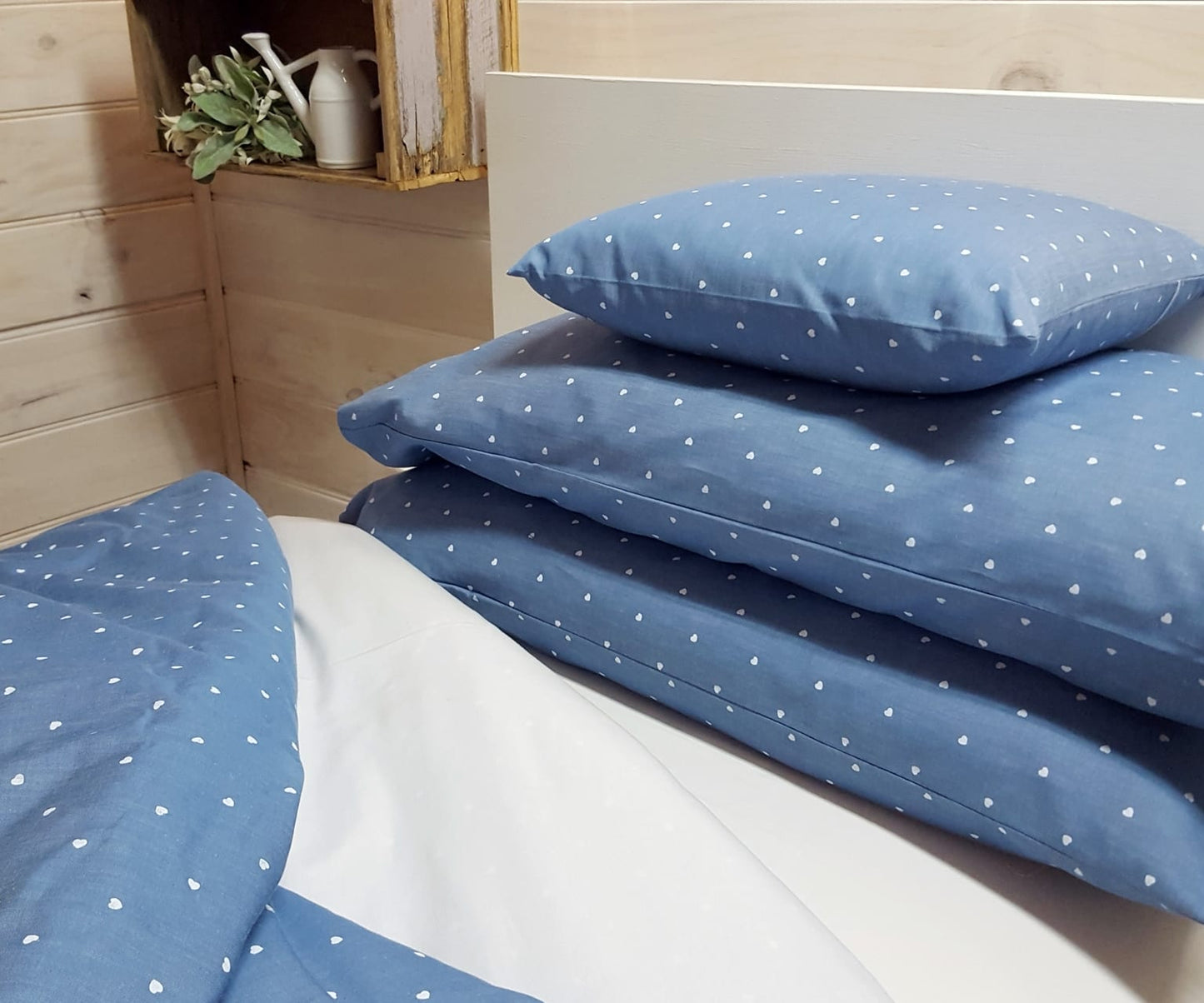 Sweetheart Print - Organic Cotton Chambray - Quilt Covers, Pillowcases and Cushion Covers